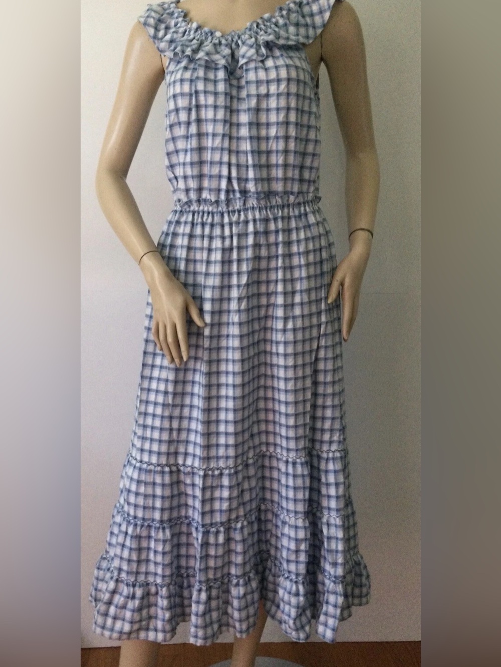 Max Studio Blue and White Checkered Dress